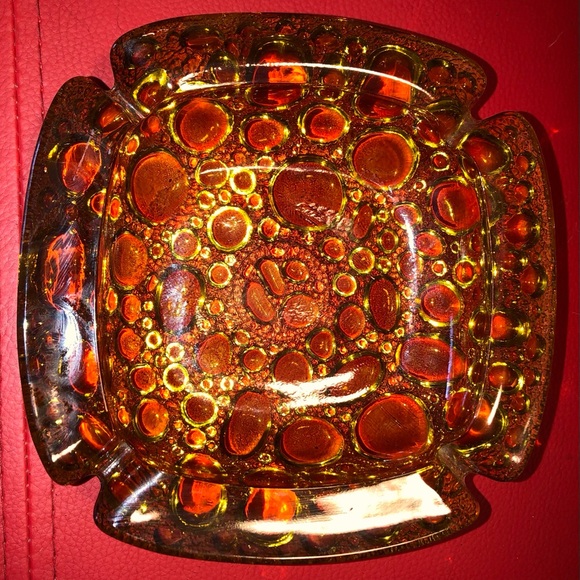 Libbey Vintage Other - VINTAGE Libby Pebble Beach Ashtray 6” X 6” Inside Area 4.5” X 4.5” AMBER Color